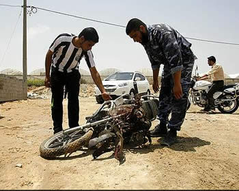 La moto sur laquelle circulait le terroriste à Rafah (Palestine-Info, 21 juin 2012)