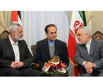 Iranian Vice President Mohammad-Reza Rahimi (right) with Ismail Haniya, head of the de-facto Hamas administration in the Gaza Strip 