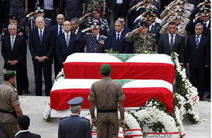 Wissam al-Hassan's funeral, attended by senior members of the Lebanese administration (Shihab, October 21, 2012). 