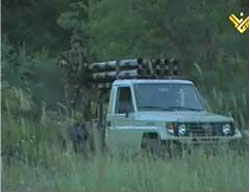 Hezbollah pickup mounted with a rocket launcher (Al-Manar website, December 25, 2012).