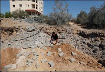 One of the terrorist targets struck by the Israeli Air Force in the town of Al-Zuweida in the central Gaza Strip 