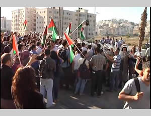 The march in Ramallah protesting the implementation of the Prawer Plan (Al-Watan TV, July 15, 2013).