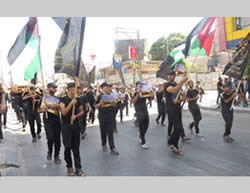 مسيرة نظمهتا حركة الجهاد الإسلامي في فلسطين في قطاع غزة لدعم ومؤازرة المسجد الأقصى (موقع 