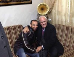 Saeb Erekat, a member of Fatah's Central Committee and chief Palestinian negotiator, visiting released terrorist operative Samer al-Issawi (Facebook page of Saeb Erekat, December 28, 2013).