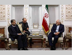 Ramadan Shallah (left) meets in Tehran with the Mahmoud Zarif  (Paltoday website, February 6, 2014).