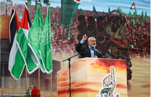 Ismail Haniya gives a speech at the rally (Palestine-info.info, March 23 2014). 