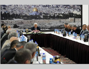 Mahmoud Abbas bei der Sitzung mit der palästinensischen Führung im Ramallah  (Wafa Nachrichtenagentur, 31. März 2014)