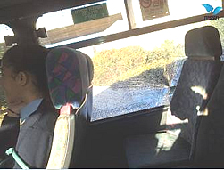 The bus attacked near Pisgat Zeev (Photo by Elad Diamant for Tazpit.org.il, October 22, 2014).