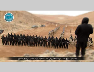 Closing ceremony of the Al-Nusra Front operatives’ training courses at the training camps in the Al-Qalamoun Mountains  