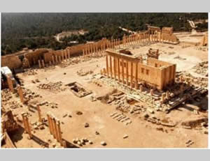 The remains of the ancient city of Palmyra (Hawamel Forum, Syria, May 6, 2015).