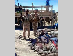 Photo of dead ISIS operatives in the area of Baiji, released by the Iraqi Army (Twitter, July 2, 2015)