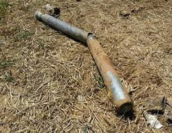 One of the two rockets fired into the western Negev on June 3, 2015 by an ISIS-affiliated Salafist-jihadi network in the Gaza Strip