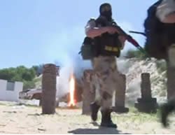 PIJ operatives simulate a raid on an Israeli post. 