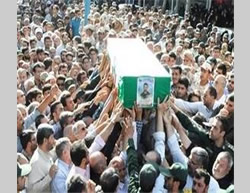 The funeral held for Ali Hassani in the Arborz Province