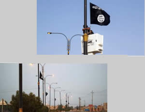 The city of Ramadi is still in the hands of ISIS: ISIS flags hanging on lampposts in the city streets (ISIS-affiliated Twitter account, August 7, 2015; justpaste.it, August 6, 2015)