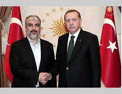 Khaled Mashaal meets with Turkish president Erdogan in Ankara (Facebook page of PALDF, August 12, 2015).