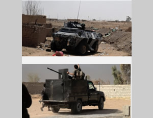 The Iraqi Army armored vehicles that ISIS claims to have seized in battle in the area of Baiji (Isdarat.tv, August 14, 2015). 