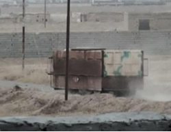 The truck bomb on its way to an Iraqi Army position (ISIS-affiliated Twitter account, August 16, 2015).