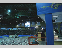 Iranian President Rouhani delivers a speech to IRGC commanders