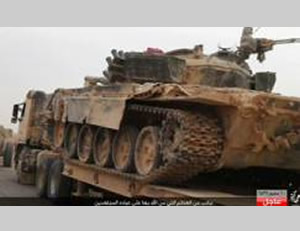 Syrian Army tank seized by ISIS in the Hama province.