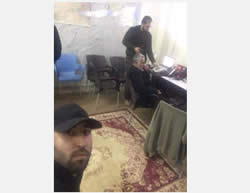 Qasem Soleimani in the operations room south of Aleppo. Standing next to him is Harakat Hezbollah al-Nujaba commander Akram Abbas al-Ka'bi (Twitter, November 14, 2015)