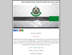 Excuses publiées par le Hamas condamnant l'incendie des effigies des personnalités arabes et palestiniennes (Site Internet du Hamas, 22 janvier 2016)