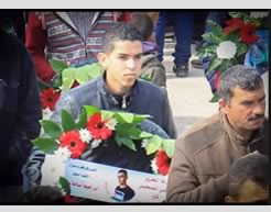 Ahmed Wajia Othman Jadallah at the funeral held for Palestinian terrorist Ibrahim Allan, from his village (Facebook page of Paldf, January 31, 2016).