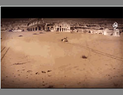 From the video: The Colosseum in Rome seen from the edge of the North African desert  (Akhbar Dawlat al-Islam, April 30, 2016)