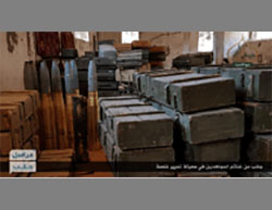 Tank shells and crates of ammunition that fell into the hands of Jaysh al-Fatah in the battle over Khalasah (Twitter, June 18, 2016)