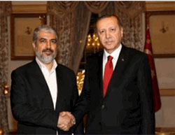 Khaled Mashaal, head of Hamas' political bureau, meeting in Istanbul with Turkish president Erdogan (Hamas website, June 25, 2016).