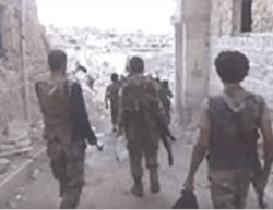 Fateh Aleppo operatives in the Handarat Palestinian refugee camp (YouTube, September 24, 2016).