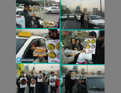 Student Basij members distribute candy and pastries in Tehran to celebrate the fall of Aleppo to Assad's forces (Iranian Telegram channel, December 14, 2016).