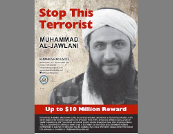 Poster announcing a reward for information about Abu Muhammad al-Julani (rewardsforjustice.net, May 10, 2017).