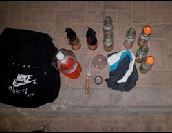 Contents of the bag belonging to the two Palestinians (Israel Police Force spokesman's unit, May 30, 2017).