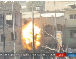 Missile which, as claimed by ISIS, hits the Iraqi police forces in west Mosul (Haqq, May 28, 2017). 