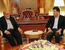  The Iranian ambassador to Iraq (left) meets with the prime minister of the Iraqi Kurdistan regional government (IRNA, July 17, 2017).