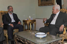 Mahmoud Abbas and Khaled Mashaal in Cairo