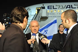 Israeli Prime Minister Benyamin Netanyahu denounces the attack before his departure for Moscow