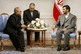 President Ahmadinejad at a meeting with the Indian Foreign Minister