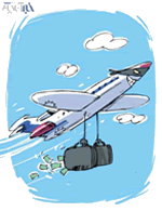 Airline prices increase, cartoon 