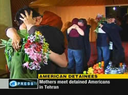 The three Americans meet their families in May 2010 (www.presstv.ir)