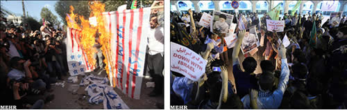 Demonstrators across Iran protest Quran burning in the US