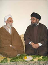 Mesbah-Yazdi at a meeting with Hezbollah leader Hassan Nasrallah