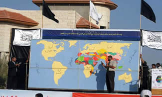 Palestinian Liberation Party activist and the map of the world