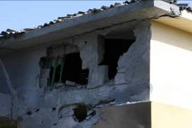 A house which sustained a direct hit in Ashqelon