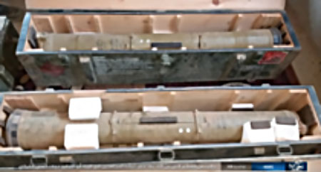 two Syrian army anti-tank missiles captured by ISIS operatives in Abu Al-Tababir.