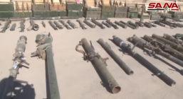 Right: ISIS’s anti-aircraft guns. Left: Anti-tank rocket launchers (SANA YouTube account, October 19, 2017)