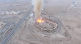 The attack on the municipal sports stadium of Deir ez-Zor, which served as a Syrian army ammunition depot (Haqq; file-sharing website, October 30, 2017)