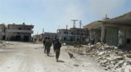 Syrian army soldiers patrol in liberated Deir al-Zor (Butulat al-Jaish al-Suri, November 4, 2017).