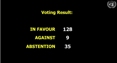 Le vote à l'Assemblée générale des Nations Unies et les résultats (Site Internet de l'ONU, 21 décembre 2017)